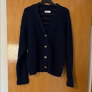 Charming Navy Button-Up Cardigan